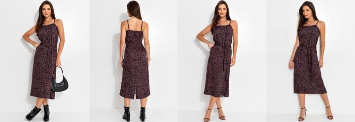 Vestido Animal Print em Alfaiataria Sarjada