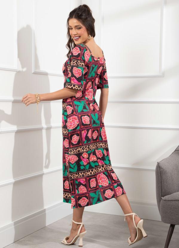 Quintess - Vestido Animal Print Floral com Miçanga nas Alça 3