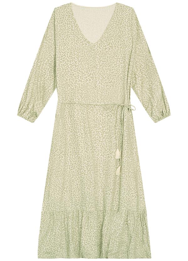 Malwee - Vestido Animal Print Mídi Amplo Bege 2