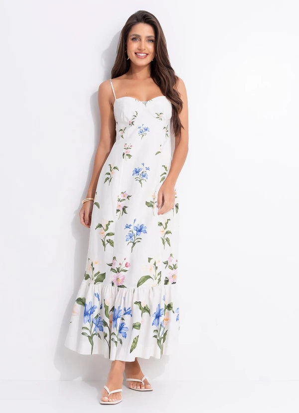 Farm - Vestido Aquaflora Off White 3