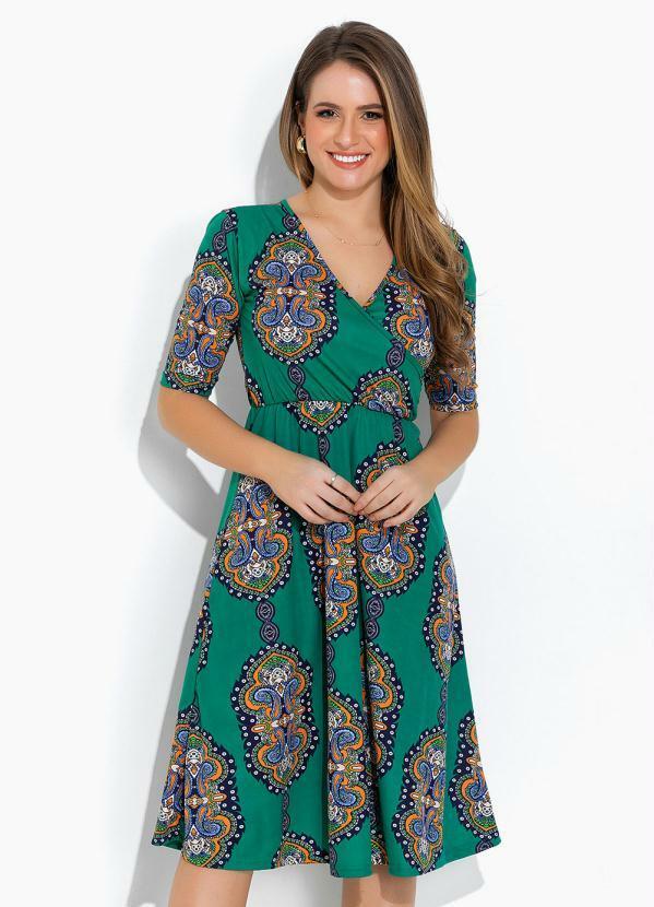 Rosalie - Vestido Arabesco Verde Moda Evangélica