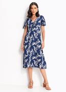 Vestido Arabescos Marinho em Malha de Viscose