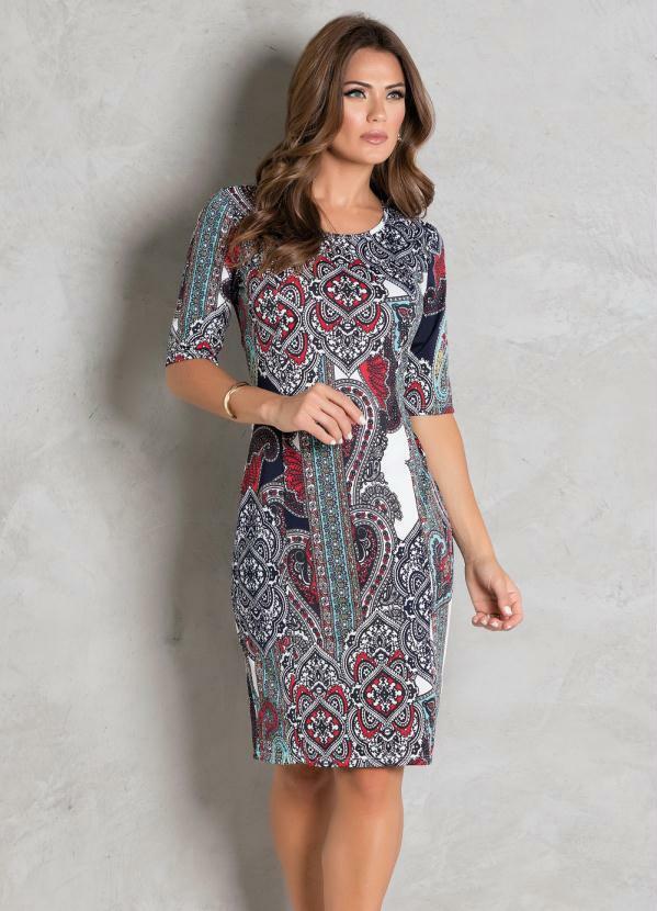 Rosalie - Vestido Arabescos Tubinho Moda Evangélica