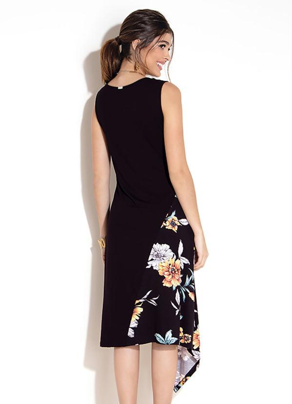 Quintess - Vestido Assimétrico Floral Preto 2