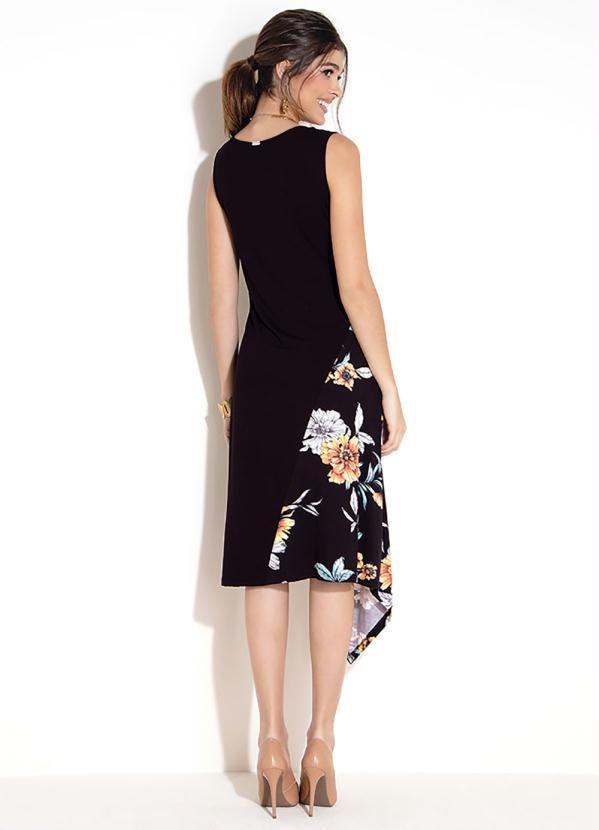 Quintess - Vestido Assimétrico Floral Preto 4