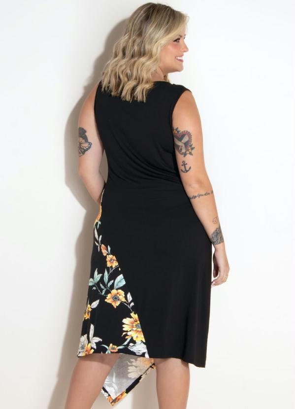 Quintess - Vestido Assimétrico Floral Preto 6
