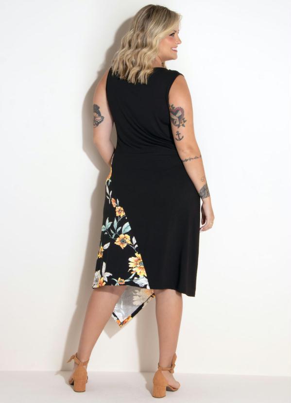 Quintess - Vestido Assimétrico Floral Preto 8