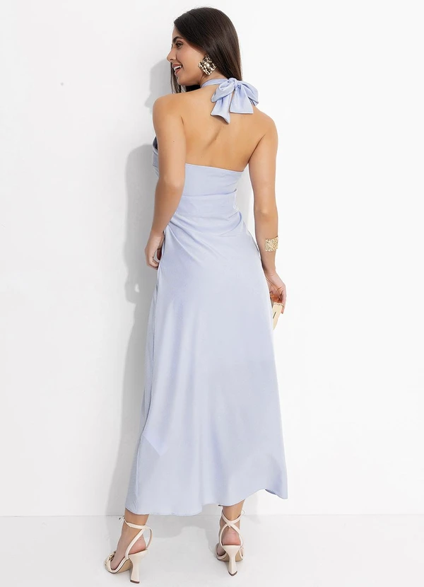 Quintess - Vestido Azul Bebê em Tecido Maquinetado 5