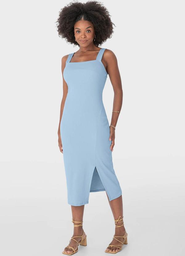 Malwee - Vestido Azul Bebê Mídi Canelado