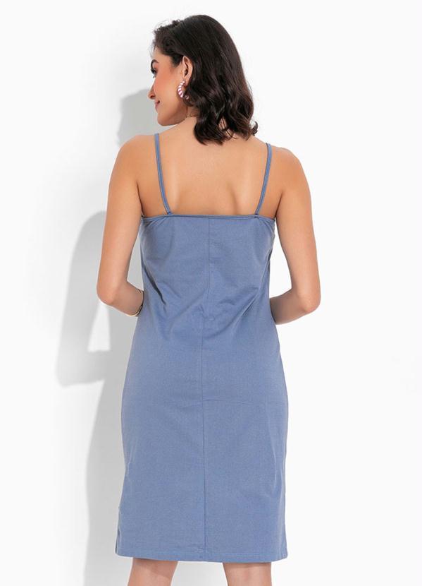 Outlet - Vestido Azul Claro com Decote Assimétrico 2