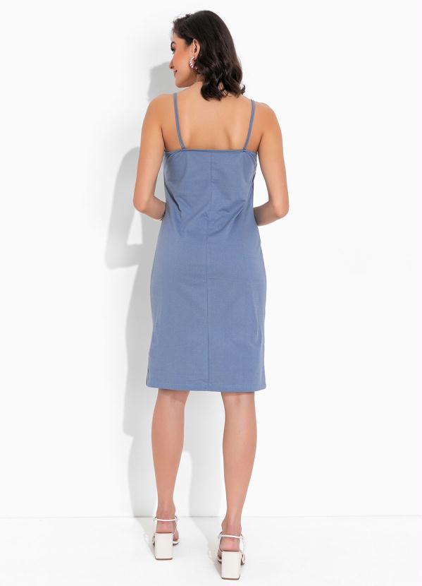 Outlet - Vestido Azul Claro com Decote Assimétrico 5