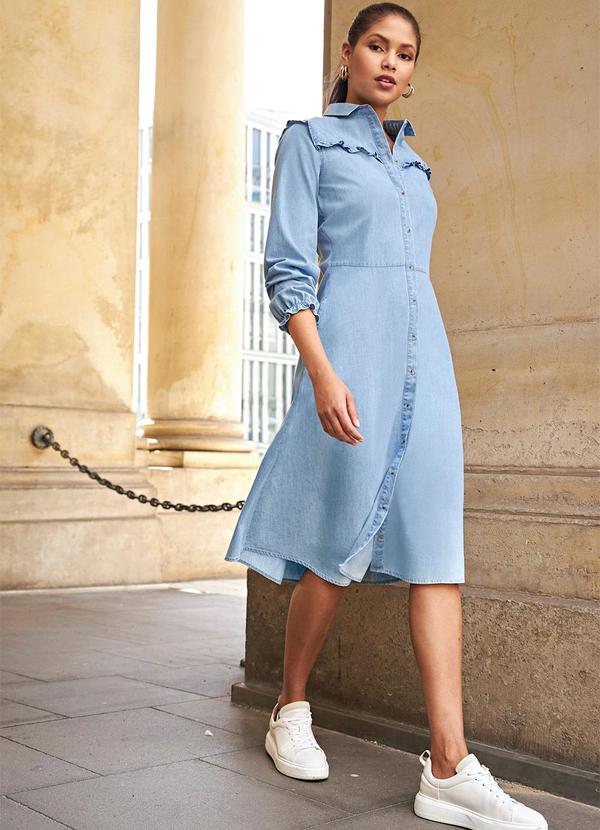 bonprix - Vestido Azul Claro em Jeans Leve 3