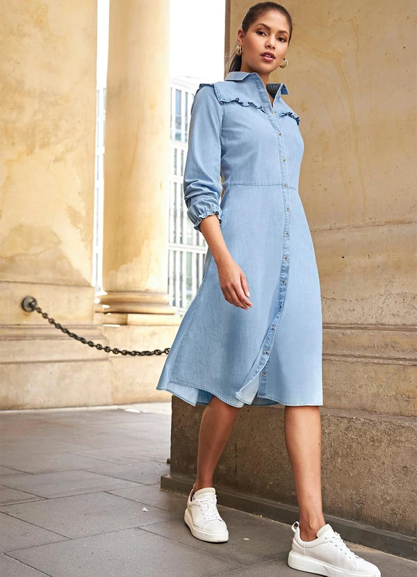 bonprix - Vestido Azul Claro em Jeans Leve 3