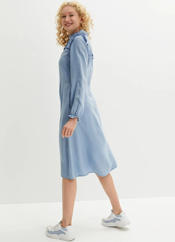 bonprix - Vestido Azul Claro em Jeans Leve 4