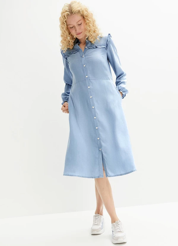 bonprix - Vestido Azul Claro em Jeans Leve 6