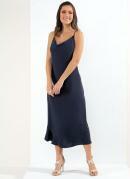 Vestido Azul com Barra Assimtrica com Babado