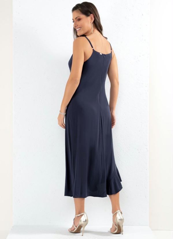 Quintess - Vestido Azul com Barra Assimétrica com Babado 2