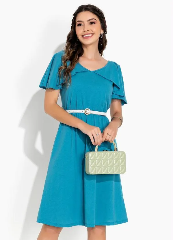 Rosalie - Vestido Azul com Manga Capa