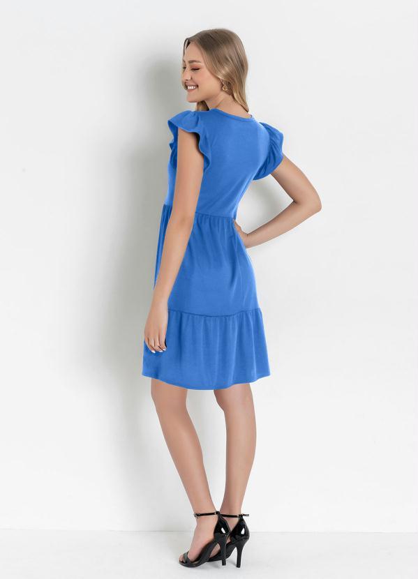 Moda Pop - Vestido Azul com Manga em Babado 4