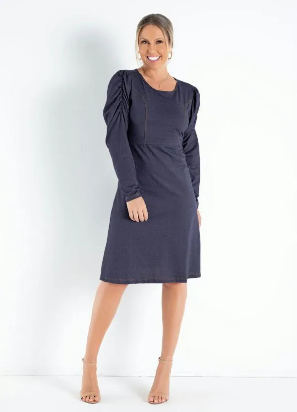 Queima Estoque - Vestido Azul com Mangas Bufantes 3