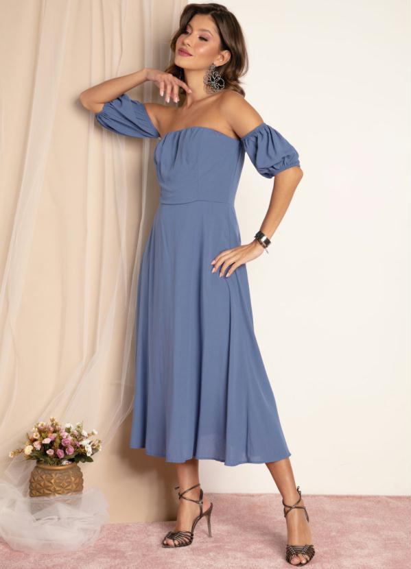 Quintess - Vestido Azul com Mangas Removíveis 3