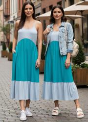 Vestido Azul com Recortes e Franzidos