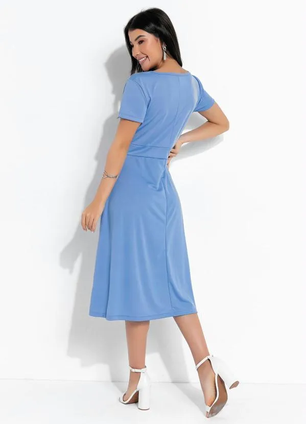 Rosalie - Vestido Azul Decote Redondo 2