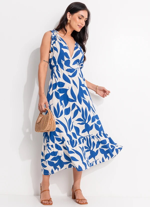 Quintess - Vestido Azul em Malha de Viscose 5