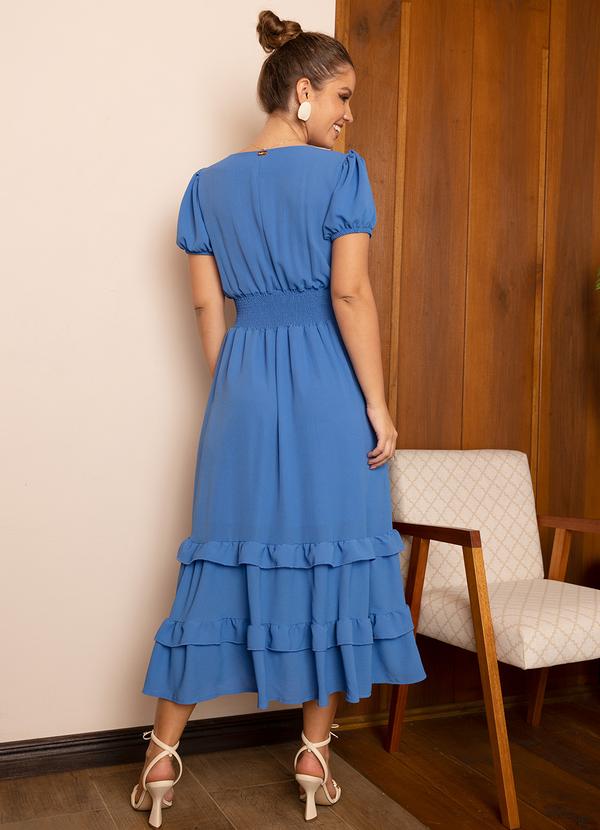 Quintess - Vestido Azul em Tecido Plano Anarruga 2