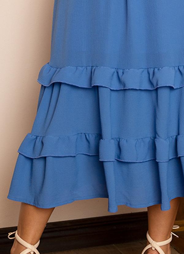 Quintess - Vestido Azul em Tecido Plano Anarruga 4