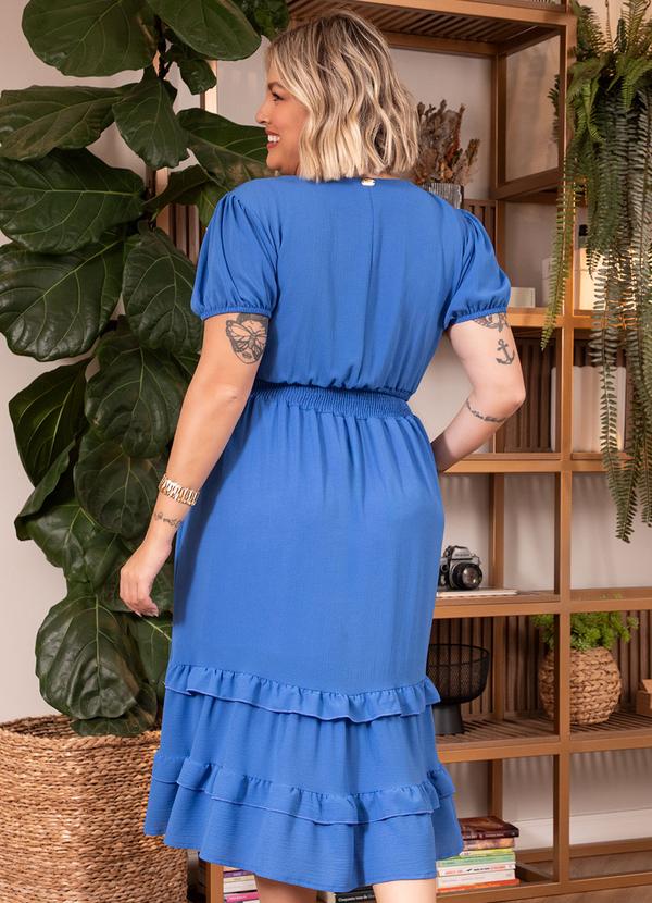 Quintess - Vestido Azul em Tecido Plano Anarruga 6