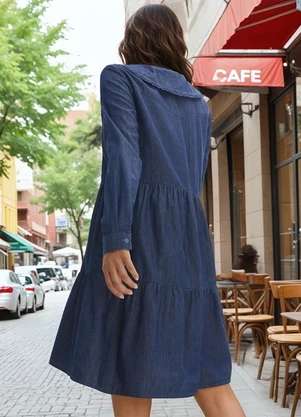 bonprix - Vestido Azul Escuro em Jeans Leve - BONPRIX