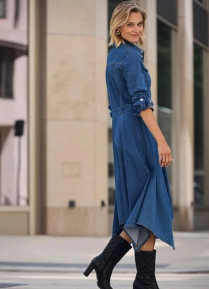 bonprix - Vestido Azul Escuro em Jeans Leve - BONPRIX