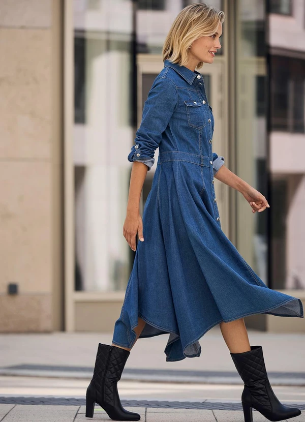 bonprix - Vestido Azul Escuro em Jeans Leve 3