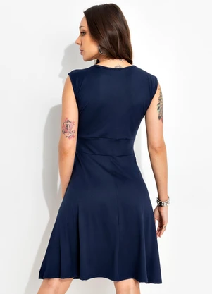 Bimini - Vestido Azul Escuro em Malha Suede - BIMINI