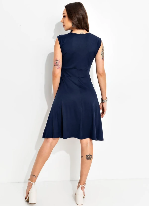 Bimini - Vestido Azul Escuro em Malha Suede 4