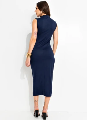Bimini - Vestido Azul Escuro em Malha Suede - BIMINI