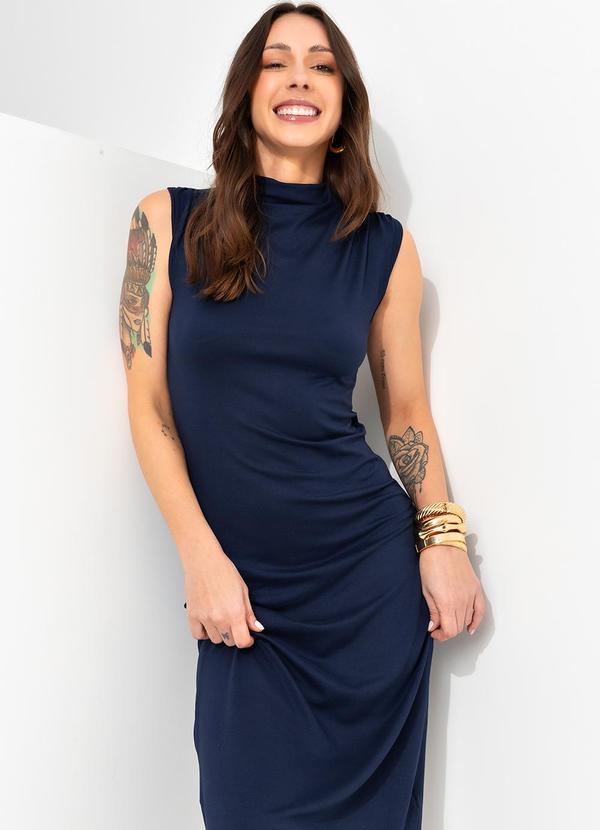 Bimini - Vestido Azul Escuro em Malha Suede 4