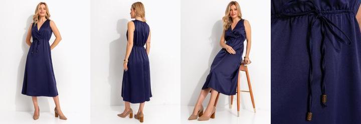 Vestido Azul Marinho em Acetinado