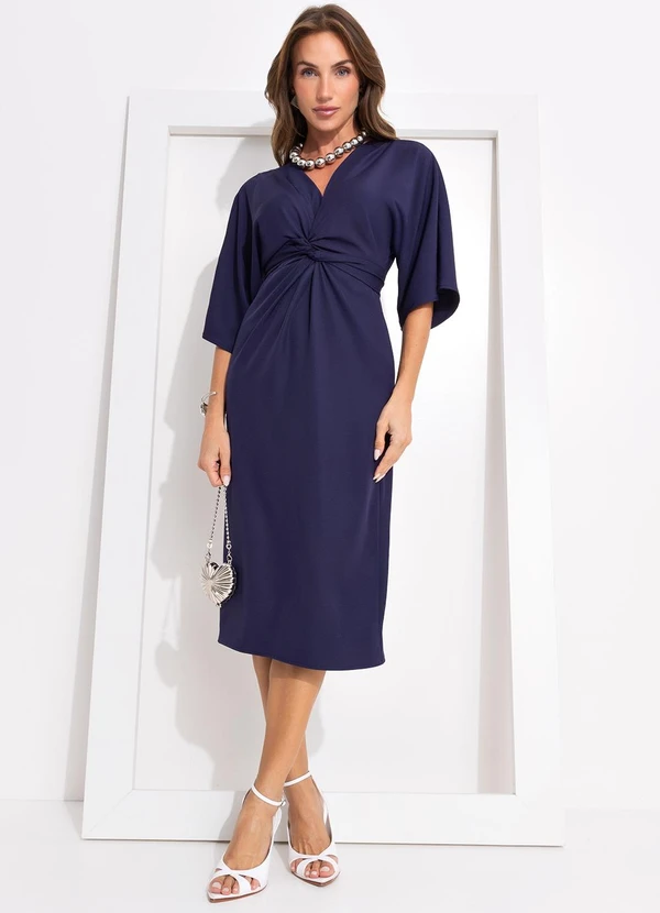 Quintess - Vestido Azul Marinho em Alfaiataria