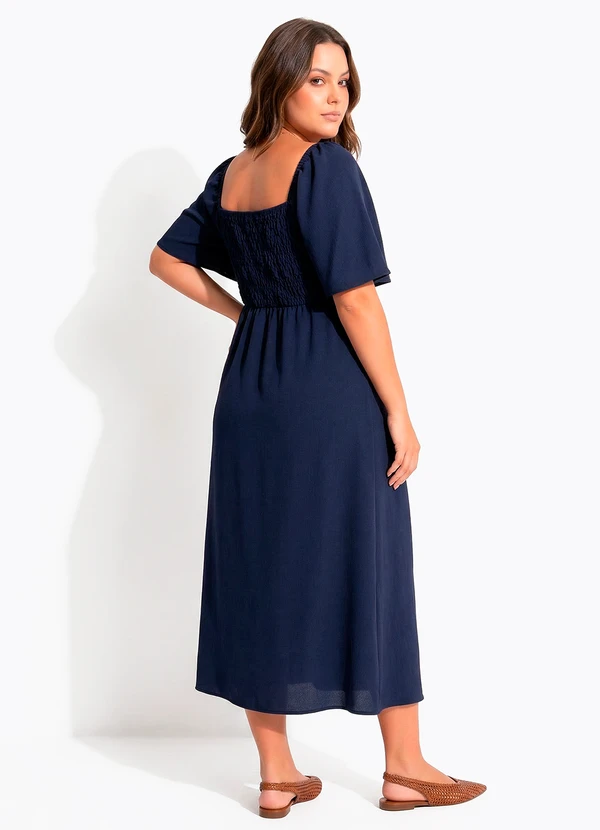 Quintess - Vestido Azul Marinho em Crepe Plano 1