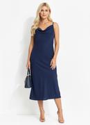 Vestido Azul Marinho em Crepe Plano