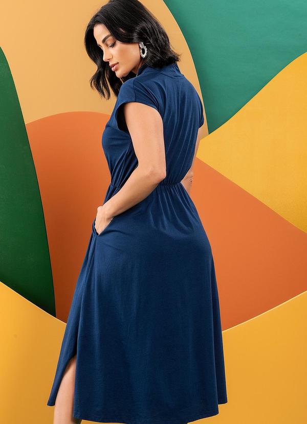 Quintess - Vestido Azul Marinho em Malha de Algodão Pentead 2