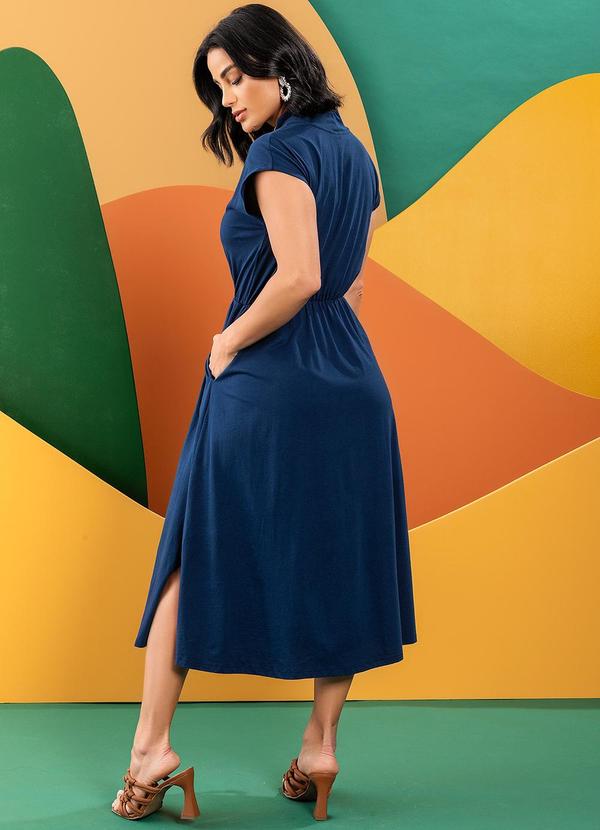 Quintess - Vestido Azul Marinho em Malha de Algodão Pentead 5