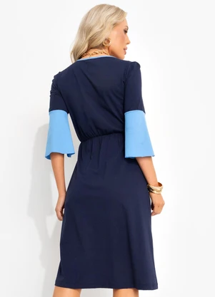 Rosalie - Vestido Azul Marinho em Malha de Algodão - ROSALIE