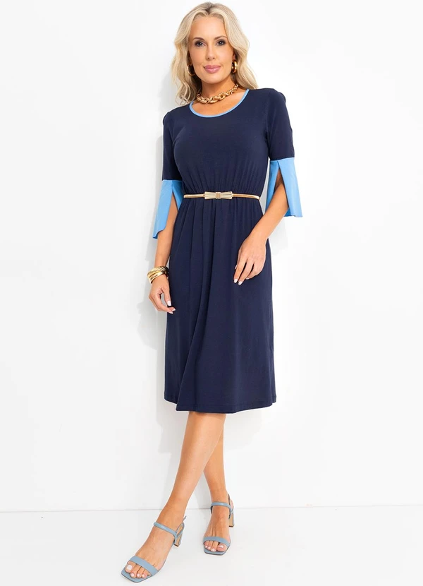 Rosalie - Vestido Azul Marinho em Malha de Algodão 3