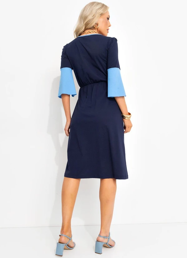 Rosalie - Vestido Azul Marinho em Malha de Algodão 4