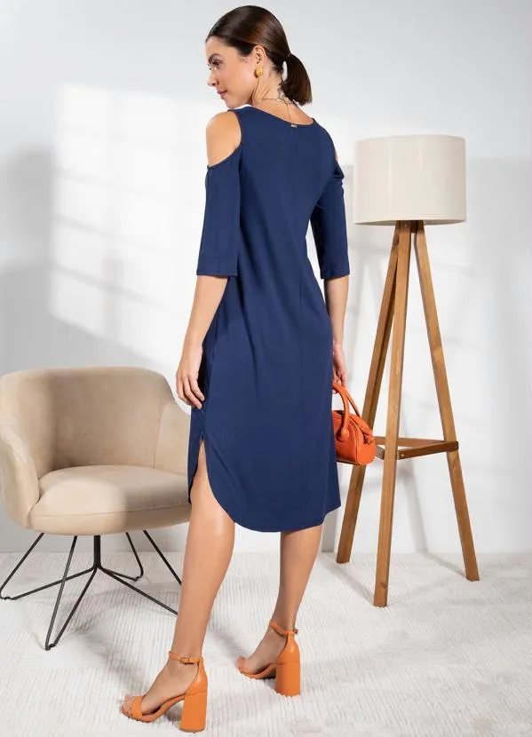 Quintess - Vestido Azul Marinho em Malha de Viscose 4