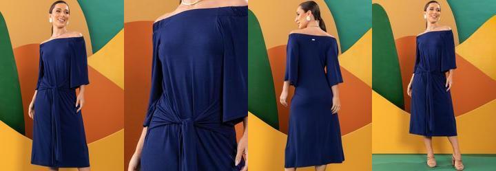 Vestido Azul Marinho em Malha de Viscose