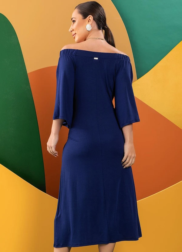 Quintess - Vestido Azul Marinho em Malha de Viscose 3
